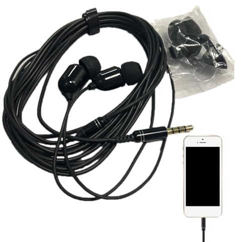 Téléphones d'oreille extra longs - écouteurs câblés avec | Écouteurs de câble de câble de 3 mètres, écoutteurs de câbles intra-auriculaires avec microphone pour périphériques de sortie audio,