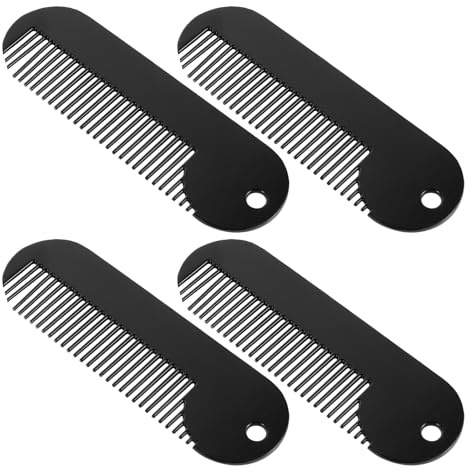 Pack Kleiner Bartkämme aus Zinklegierung, Schwarz, Feinzahnig