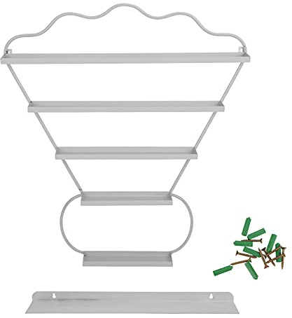 Gucagle Nagellack-Regal zur Wandmontage, 5 Schichten, Badminton-Form, Display-Aufbewahrungsständer, Regal, Robustes, langlebiges Schmiedeeisen-Metall für Zuhause, Nagelstudios, Geschäfte (Weiß)