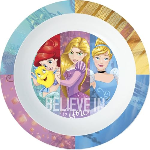 Piatto Fondo Originale Princess in plastica rigida per i bambini.