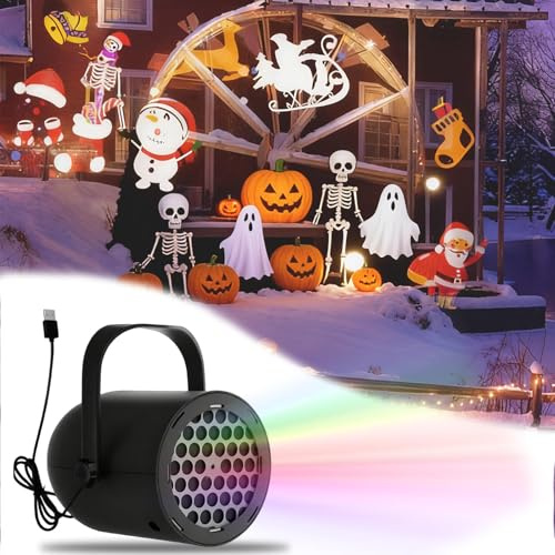 Lampada di proiezione natalizia a LED, nuove luci proiettore a forma di fiocco di neve natalizio 2026, versatile luce proiettore alimentata tramite USB for decorazioni natalizie(Halloween,Black)