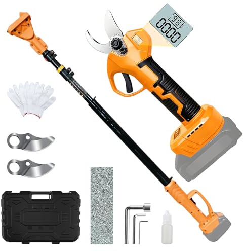 Cordless Electric Pruning Shears Brushless for Makita 18V with 2m Pole | Max Cut 50 mm Secateurs,Cordless Pruning Shears & Electric Secateurs,Pole Pruner for Tree Branch,LCD Display(NO Battery)