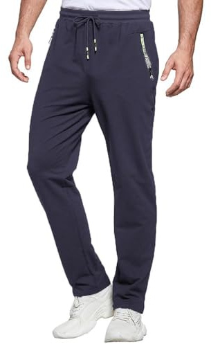 ZOXOZ Pantalon Chandal Hombre Deportivos Hombres Pantalones Casuales de Holgado Rectos Jogger con Bolsillos de Cremallera Azul grisáceo XL
