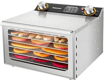 Freeze Dryer Machine - Electric Dehydrator with 6 Layers, Stainless Steel Construction, 360° Circulation, Adjustable Temperature 30-90℃ for Home and Business
