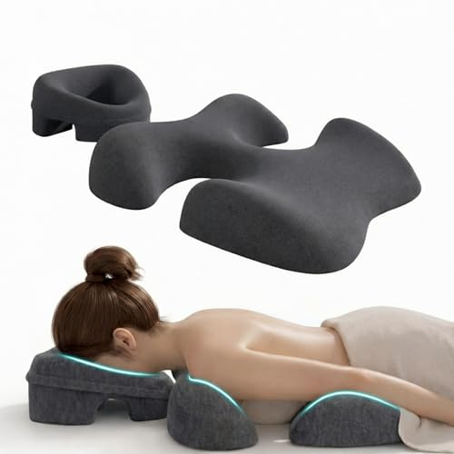 Almohada para Masaje de Cabeza, Reposacabezas de masaje para cama, Almohada de Soporte para el Pecho, Almohada de Masaje Boca Abajo,cojín de masaje con agujero para SPA, Salón, Masaje Cama (A)