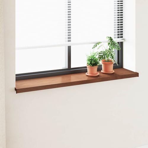 LoogCape Rebord de fenêtre en PVC aspect bois marron - 140 x 35 x 4,5 cm - Pour intérieur et extérieur - Montage facile - Résistant aux intempéries - Durable - Facile d'entretien