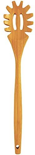 Totally Bamboo 14 Spaghetti Spoon – Natural Bamboo Pasta Server with Teeth | Eco-Friendly, Nonstick Safe, Durable Kitchen Utensil