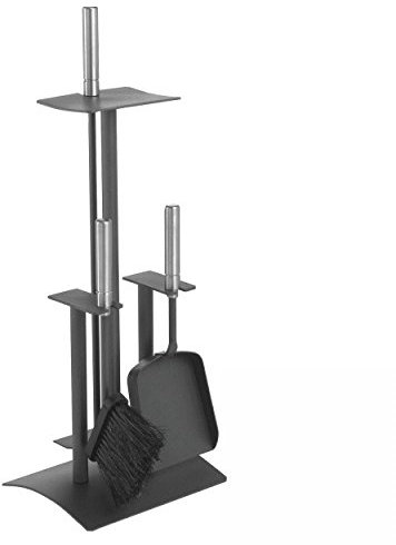 Kaminbesteck Ofengarnitur mit Rosshaarbesen M. Lienbacher 3tlg Anthrazit