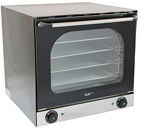 Electric Convection Oven Countertop Commercial Table-Top Baking Oven Fan-Assisted Double-Layer Glass Temperature Control Timer Included 4 Trays &1 Tray Handle