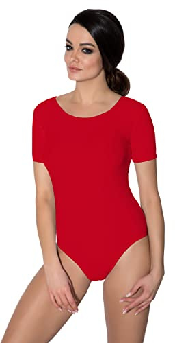 Aquarti Damen Ballett Trikot Kurzarm Gymnastik Tanz-Body