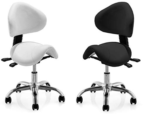 Polironeshop Land - Tabouret de Selle Ergonomique pour Esthéticienne, Studio de Tatouage et Physiothérapie, Confort Optimal et Mobilité Facile (Blanc)