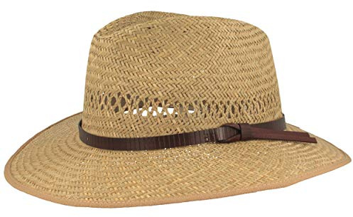 Strohhut | Sommerhut | Sonnenhut – aus 100% Stroh Made IN Italy – mit Kunstledergarnitur – Besonders Leicht, Hautfreundlich & Bequem – Natur