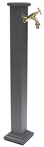 Fonderia Bongiovanni | Säulenbrunnen | Modell Sidney | für Haus und Garten | mit Wasserhahn aus poliertem Messing | Brunnen Säule für den Außenbereich | Gartenbrunnen für den Außenbereich