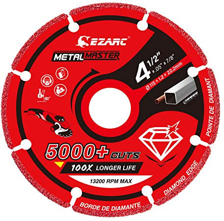 EZARC Disco da Taglio 115mm per Smerigliatrice Angolare, Disco Diamantato per Metallo e Ferro, Angoli e Tubi in Metallo