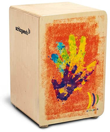 Schlagwerk CP402 High Five Kids Cajon - Cajon Instrument speziell für Kinder und kleine Trommler - Musikinstrument Schlagzeug für Kinder mit Snare 24 x 24 x 36 cm - Made in Germany