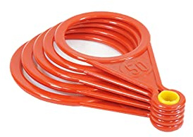 PAMPOLS Calibrador manual de plástico con cinco aros | Para medir frutas y verduras | Calibrador de aro con 5 piezas | Duradero y resistente | Calibre: 50-70mm