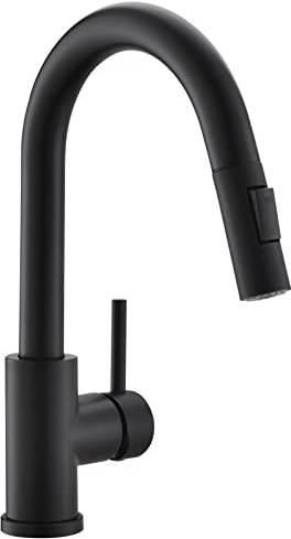 Cenosa Modern Bar Sink Faucet for Kitchen Sink Single Handle with Pull Out Sprayer Hot and Cold Prep Sink Faucet Matte Black