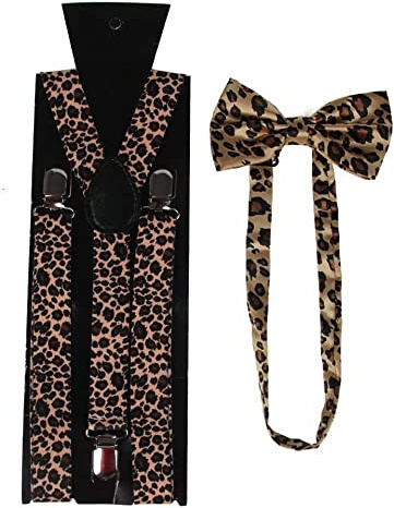 Brackets Y Forma para Hombres - Moda Amarillo Hombres Mujeres Tirantes Juego De Pajarita 2,5 Cm Ancho Leopard Tirantes Tirantes Pajarita Hembra,01