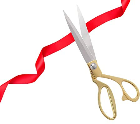 26.5 cm Schneiderschere Stoffschere, Profi Textilschere Scharf aus Edelstahl, Gold Schere zum Schneiden von Eröffnungsfeier Satinband Rot Geschenkband, Stoff Kleidung Textilien Leder Jeans Nähen