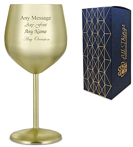 Personalised Engraved Metal Matte Silver Wine Glass, Personalise with Any Message for Any Occasion, Stylize with a Variety of Fonts, Gift Box Included, Laser Engraved