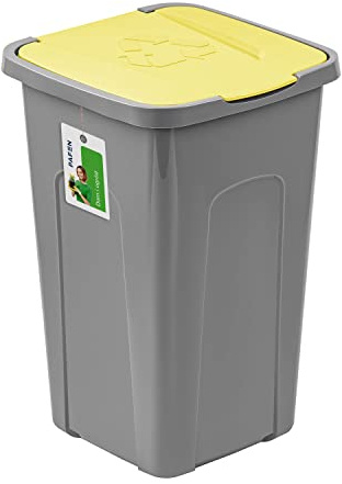 PAFEN Großer Mülleimer 50l mit Deckel – Abfallbehälter 550 x 365 x 370mm - Abfalleimer für Trennen Abfalltonne Mülltrennung Abfallsammler, Gelb