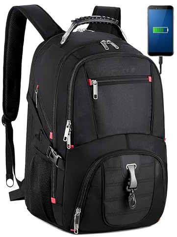 ALTOS OFFICE AND HOME laptopryggsäck för 43,2 cm (17 tum), affärsresor, studio, USB-port, svart, stöldskydd, perfekt för vandring, vattentät, reptålig, förstärkt, stor kapacitet