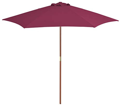 QZZCED Ombrellone per patio Ombrellone da spiaggia Ombrellone da Esterno Ombrellone da Esterni con Palo in Legno 270 cm Rosso Bordò per Esterno Gazebo Piscina Terrazzo