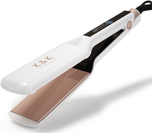 K&K Extra Large Fer à Lisser, 57mm XXXL Céramique Ttourmaline Revêtement Flottante Plaque Lisseur Cheveux, Chauffe Rapide 30S Jusqu'à 232°C, Keratin Therapy