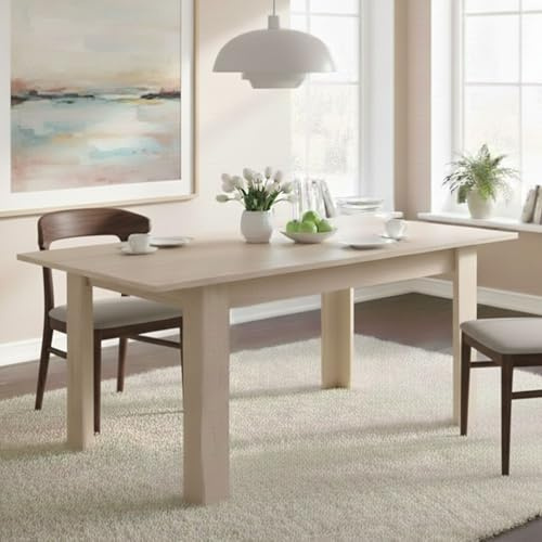 Dmora Tavolo Allungabile Caladora 90x190x77h cm Marrone Rovere Allungabile 8 Posti, Meccanismo Estensione Allunga Centrale