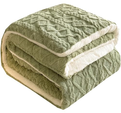 Dicke Bettdecke,Winter Steppdecke Dicker Lamm-Kaschmir,Kern Aus Lammsamt, Plüsch Winterdecke，Bettdecke,Bettdecke Winter Dicker Lamm-Kaschmir Decke (180x220CM(4.5kg),Grün)
