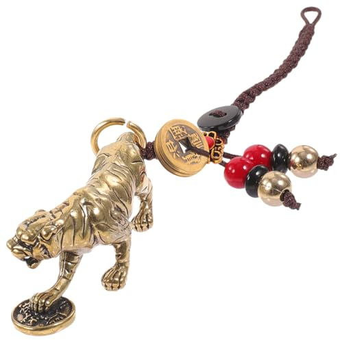 Pendentif Tigre Porte-Clés Tigre Pendentif Pièce e Porte-Clés Mascotte 2023 Année Du Lapin Breloques Feng Shui Chinois I-Ching Pièces Statue De Voiture