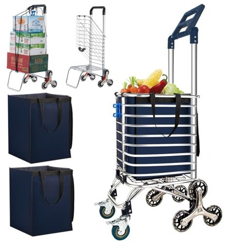 Chariot utilitaire pliable portable de 35 L, chariot d'épicerie avec roues d'escalier, diable pour transporter des livres, de la lessive, des voyages au bureau. Utilisation : couleur : P 3 poignées +