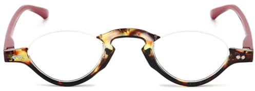 ABETOS Lesebrille Halbrand Damen Herren Anti Blaulicht Retro Mode Halbmond Halbrahmen Lesehilfe Sehhilfe Federscharnier Blaulichtfilter Computerbrille mit Stärke