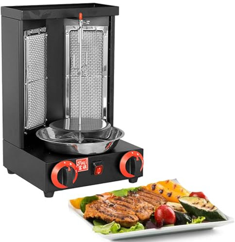 DDZJTPP Automatic Electric Barbecue Grill Gas Barbecue Grill Kebab Machine Vertical Kebab Meat Grill Stainless Steel Burners Rotisserie Broiler Cooking,Barbecue Cookware Machine,Black