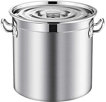 Olla de acero inoxidable Olla grande para sopa de 25 a 70 litros con tapa, sartén profunda para sopa con fondo compuesto, juego de ollas (tamaño: 30 cm * 30 cm (25 L)) (Onecolor 40 cm * 40 cm (50 L)