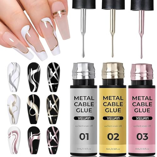 Esmalte de uñas de 3 colores metálico, esmalte de uñas de gel altamente reflectante, gel metálico para manicura francesa