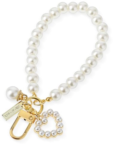 Teaaha Porte-clés avec dragonne dorée imitation perle pour femme - Joli pendentif en forme de cœur pour sac à dos - Accessoire cadeau pour clés de voiture - 13 cm