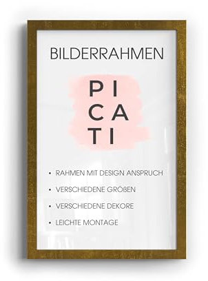 Picati Bilderrahmen KLASSIKO, Blattgold (Dekor) DIN Größe A1 (84x59,4 cm), Wandbilderrahmen für Poster, Bilder & Gemälde