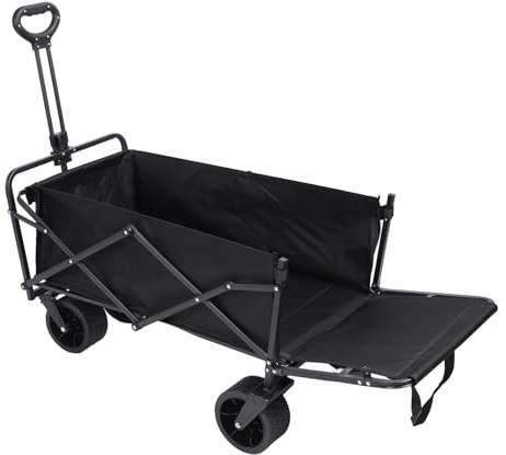 Carro da Campeggio e Spiaggia Pieghevole - Capacità 230L Ampia e Allungabile, Carico 250kg Multifunzionale con Portellone Posteriore Lungo e Ruota del Serbatoio