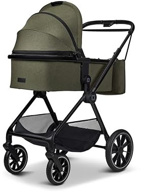 MOON CLICC Moss/Melange, with Tub and Sports Car Seat, up to 22 kg, Foldable with Sports Seat, Including Changing Bag, Footmuff, Rain Cover and Adapter, Collection 2025