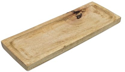 Spetebo Mango Holztablett natur - 35 x 13 cm - Advents Kerzen Tablett - Weihnachts Deko Obst Schale Teller