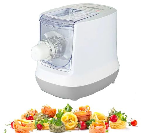 Kindevieft Automatic Pasta Maker Machine Electric Noodle Maker, Digital Control with 13 Shape Discs for Homemade Noodles, Spaghetti, Fettucine and Penne, Up to 500g Flour, White, 260w