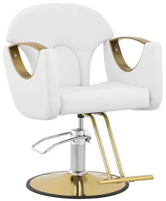 Physa Sillón de Peluquería con Reposapiés y Altura de Asiento de 53-64 cm para hasta 180 kg Blanco Sillón de barbería Silla de peluquería Silla de barbería