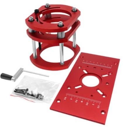 JISADER Kit di sollevamento per fresatrice M8 Piastra di base per inserto per da tavolo per fresatrice per banchi da falegnameria con motore da 2,51 a, Tavola Rossa Base Rossa