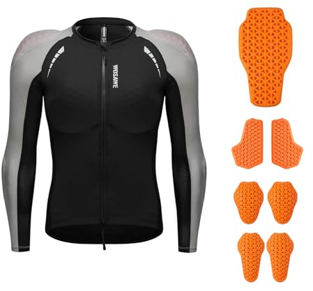 WOSAWE Herren Motorrad Jacke Mesh Atmungsaktiv Protektorenjacke Weiche Panzerung mit CE Abnehmbar Protektoren (Grau mit Rüstung, L)