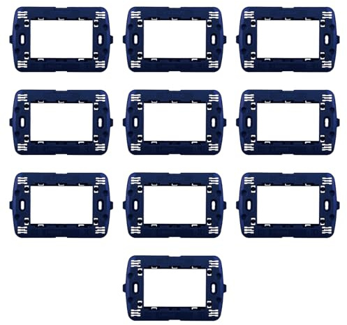10 Supporti, Compatibile Con BTicino Living, per 3 prese/interruttori/moduli, montaggio su scatola da incasso 503, plastica di alta qualità, 100% compatibile con placche e moduli originali