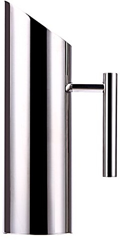 Starnearby Pichet à Eau Inox, Carafe à Eau 1,5/2 L, Cruche a Eau Inox avec Poignée, Moderne, pour Boissons, Thé Glacé, Café Chaud pour la Maison, le Restaurant, le Bar (Argent 1L)