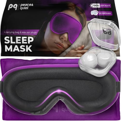 Peace&Quiet | PQ Schlafmaske für Seitenschläfer – 3D-konturierte, lichtblockierende Schlafmaske für Damen und Herren, leichte und weiche Augenschattenabdeckung für tiefe Erholung, Premium-Qualität
