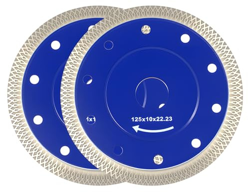 2 Pcs Disco Diamante Amoladora 125 mm x 22 mm | Disco Porcelanico para Separar y Cortar Porcelana, Porcelanico, Cerámica, Granito, Mármol, Azulejo, Ladrillo, Piedra Natural