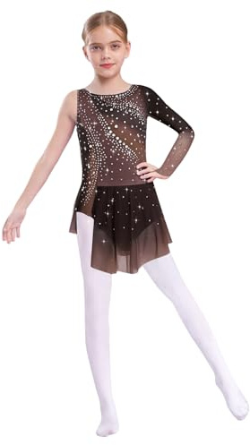 winying Kürkleider Eiskunstlauf Kinder Mädchen Strass Gymnastikanzug Tanz Trikot Leotard mit Rock Trikot Leotard